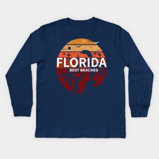 Florida T-Shirts Vintage FL Tee Vintage Florida Retro Tee Design Sunshine Men Women Kids Kids Long Sleeve T-Shirt